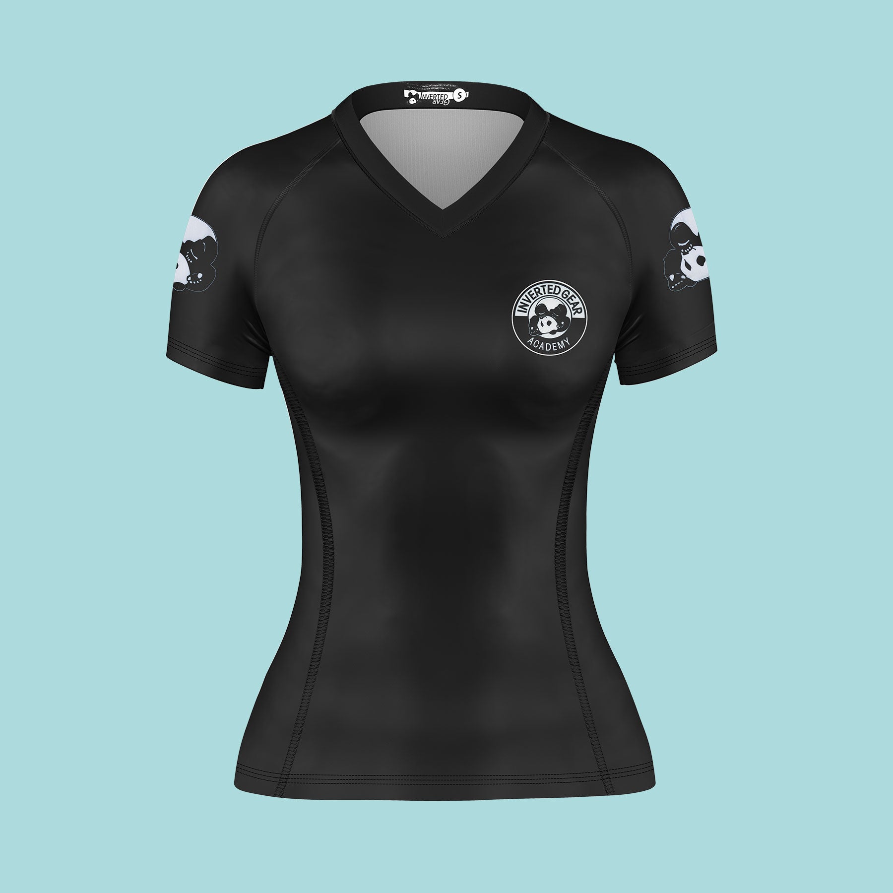 Women's Academy Black Round Logo Short Sleeve Rashguard