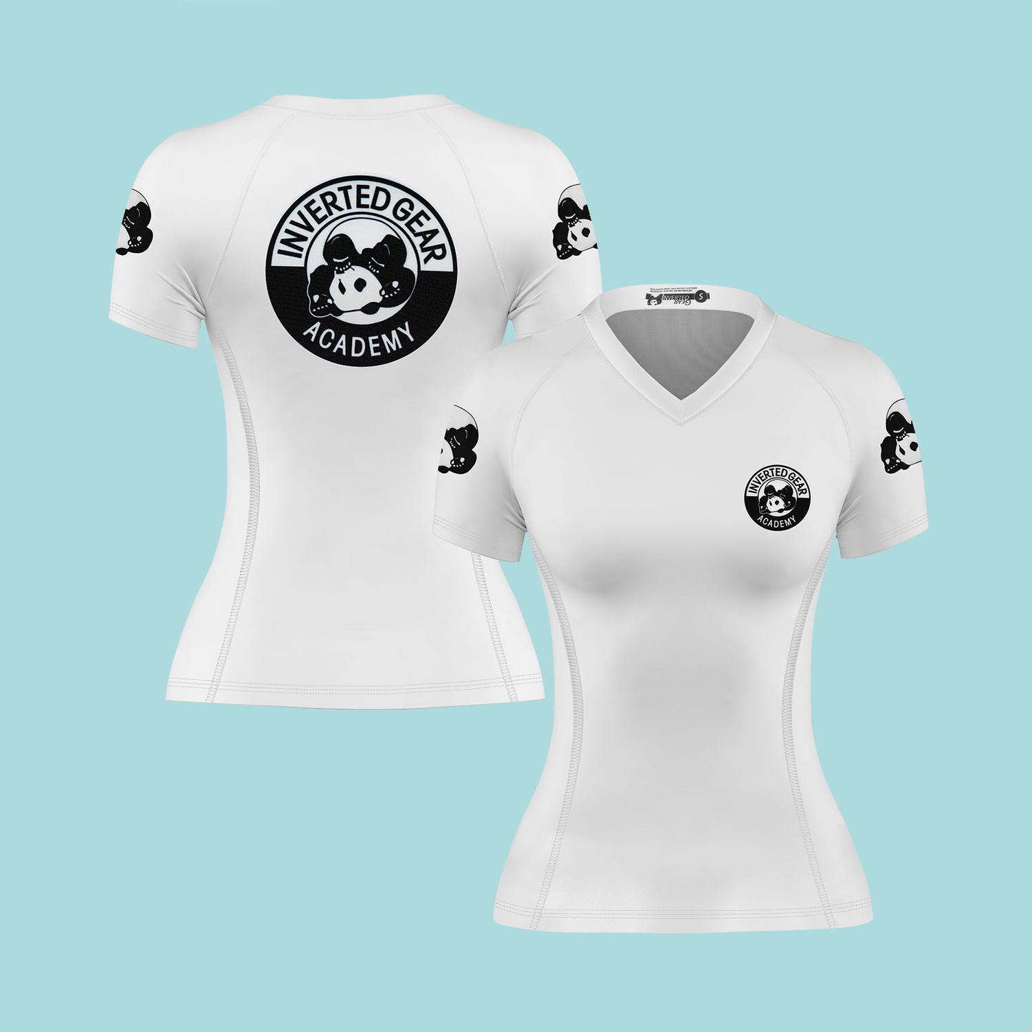 Women's Academy White Round Logo Short Sleeve Rashguard